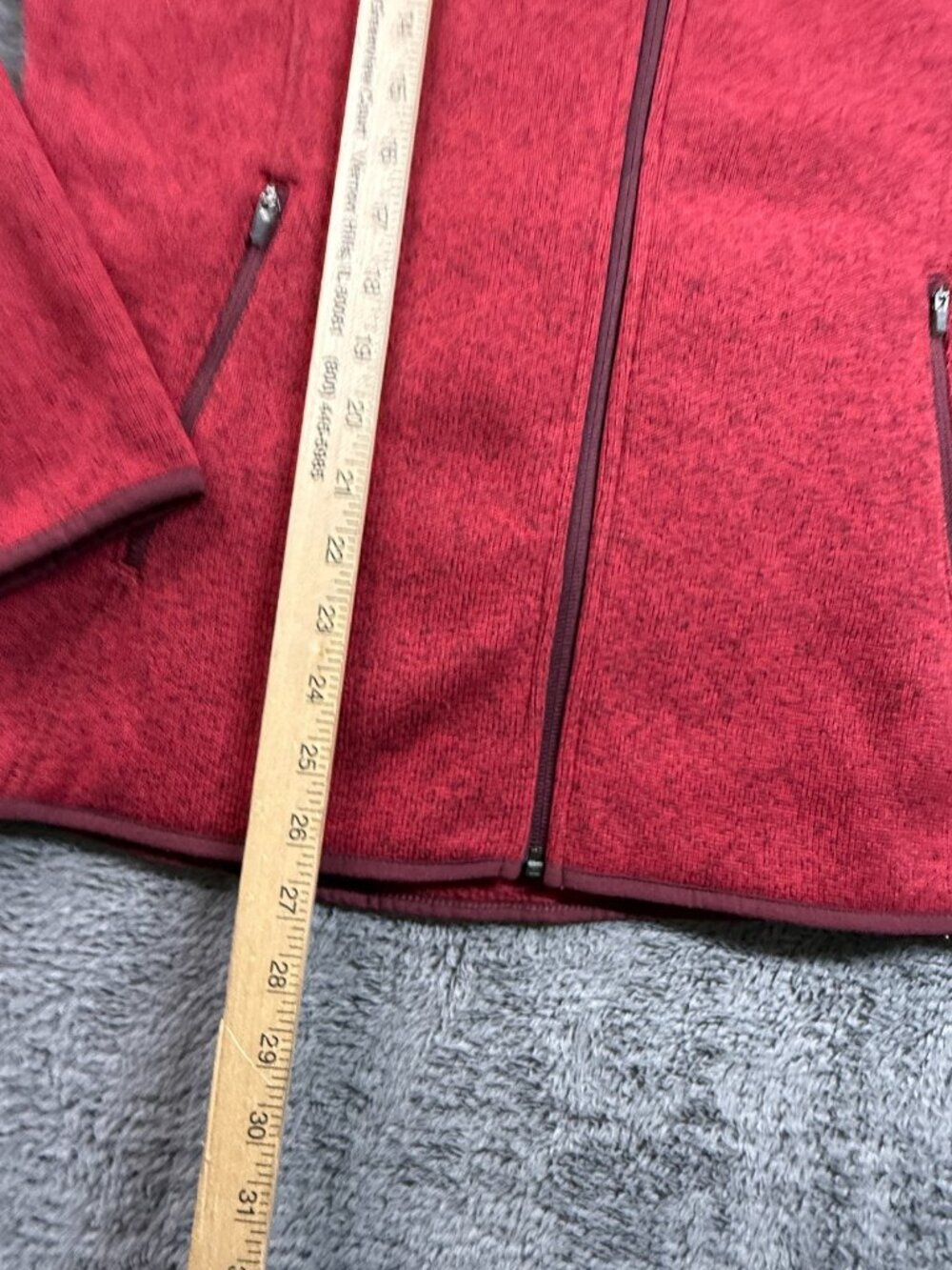 LL Bean Fleece Jacket Full Zip Heather Red Womens M Outdoor Hiking Trails - Picture 5 of 5